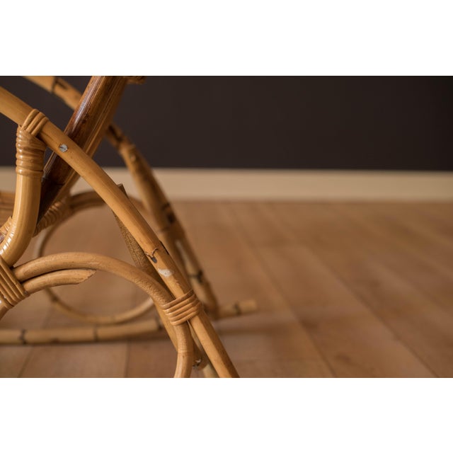 Vintage Sculptural Franco Albini Style High Back Bamboo Rocking Chair For Sale - Image 18 of 18