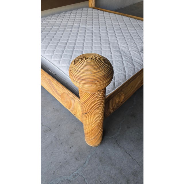 Coastal Reeded Bamboo Wicker Rattan Bed - King Size For Sale - Image 10 of 11