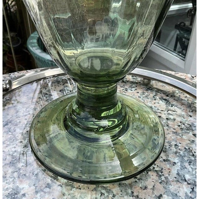 Antique Sea Green Ribbed Footed Vase by James Powell for Whitefriars, 1880s For Sale - Image 6 of 12