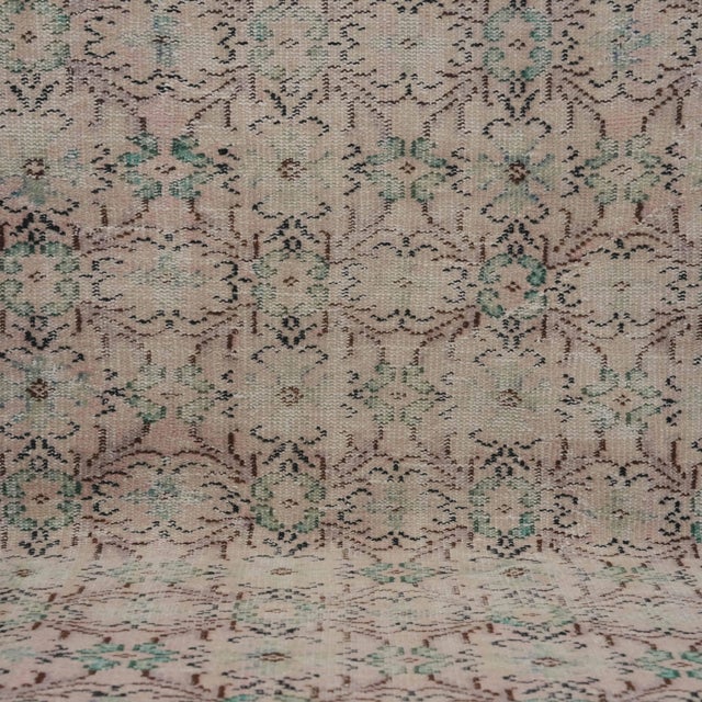 1970s Vintage Handmade Wool Cotton Pink Area Rug For Sale In San Francisco - Image 6 of 12