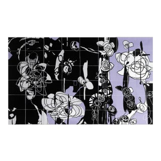 Rhosyn Du - Black Rose: Contemporary Quilt Wall Hanging For Sale