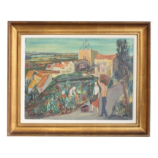 Paul Braig, Le Petit Village, 1950s, Oil on Canvas For Sale