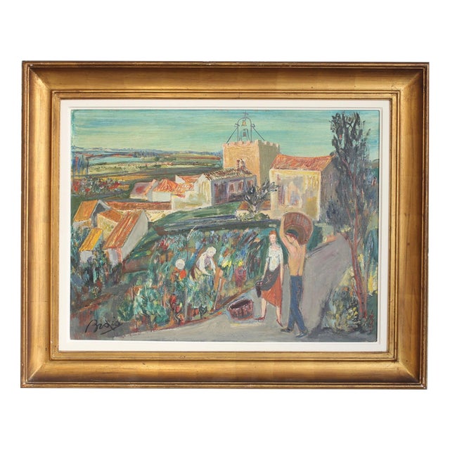 Paul Braig, Le Petit Village, 1950s, Oil on Canvas For Sale