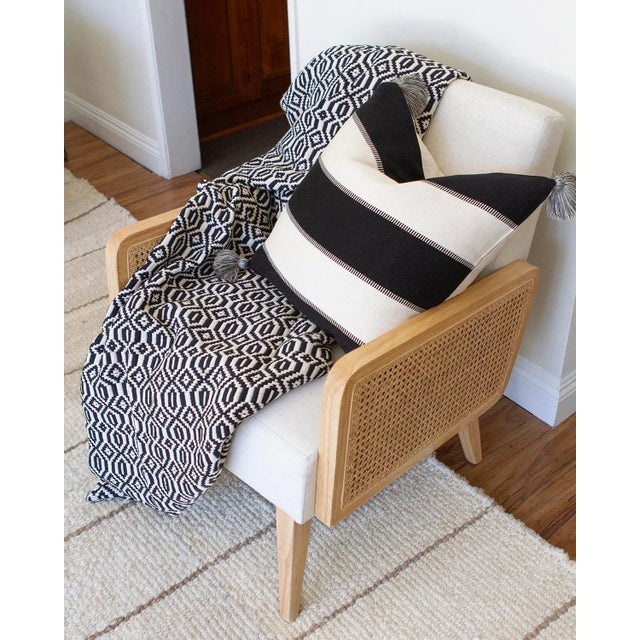 Casa Cubista Black & White Cotton Handmade Geometric Tapestry Throw For Sale - Image 4 of 6