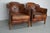 Vintage Dutch Cognac Colored Leather Club Chairs, 1970s, Set of 2 For Sale - Image 11 of 18