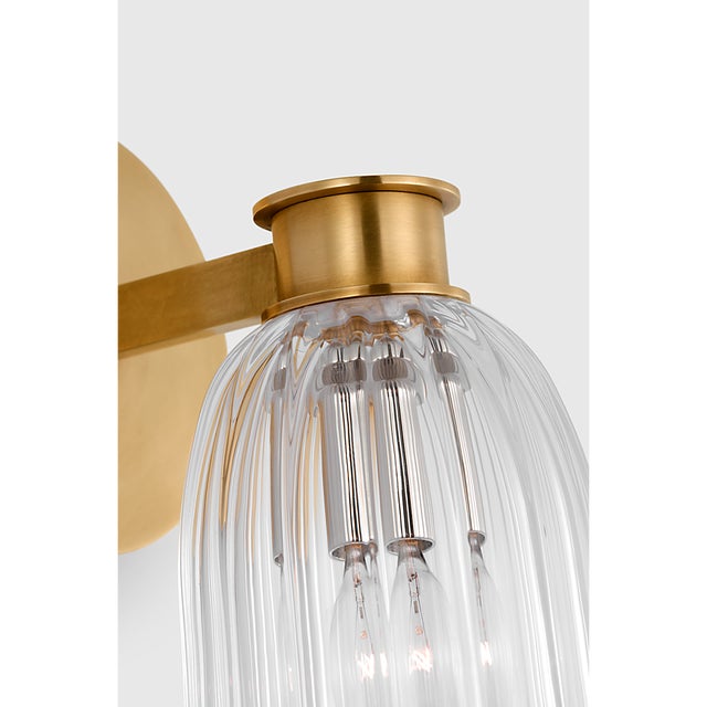 AERIN for Visual Comfort Signature Asalea Single Sconce in Hand-Rubbed Antique Brass with Clear Glass For Sale In Houston - Image 6 of 10