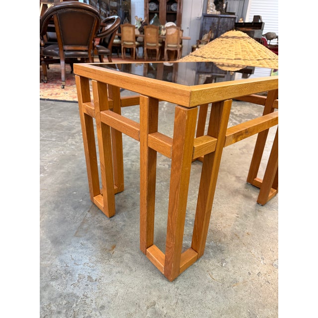 Vintage Mid-Century Modern Brutalist Teak & Smoked Glass Coffee Table For Sale In Atlanta - Image 6 of 6