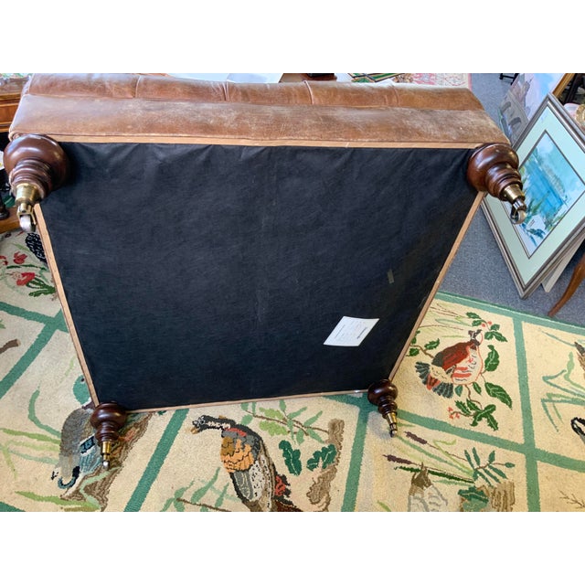 Brown 20th Century Thomasville Large Leather Chesterfield Ottoman For Sale - Image 8 of 12
