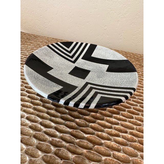 Vintage Postmodern Black and Gray Ceramic Plate /Vessel For Sale - Image 4 of 7