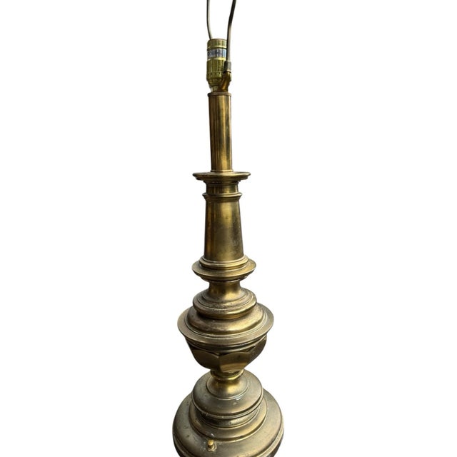 Vintage Heavy Solid Brass Table Lamp | Neoclassical Hollywood Regency Decor For Sale - Image 4 of 13