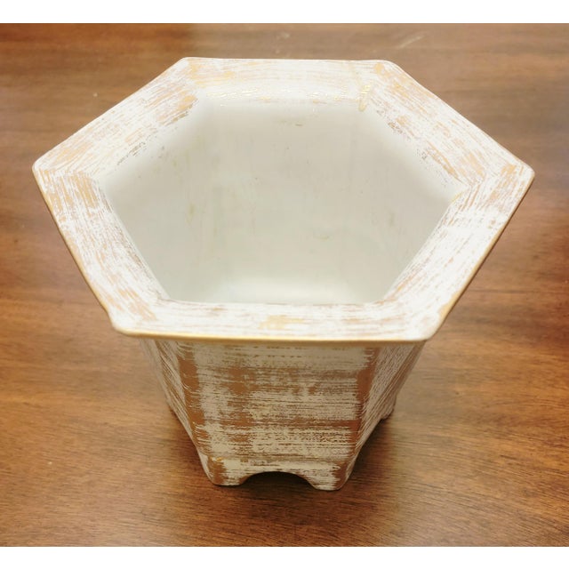 1980s Vintage Royal Haeger Art Pottery Planter in Brushed Gold~1980s Chinoiserie, Hollywood Regency Style For Sale - Image 5 of 9