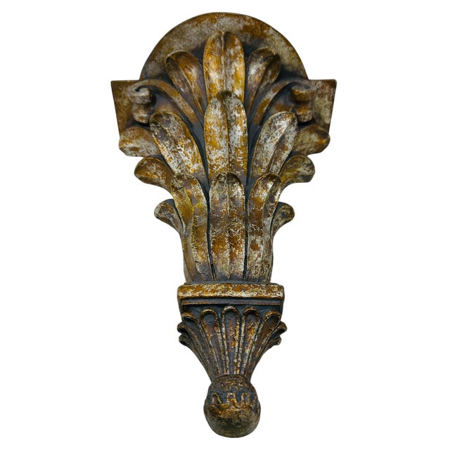 Hollywood Regency Vintage 1980s Gilded Wall Brackets Pair | Ornate Italian Style Acanthus Leaf Resin Corbels | Regency Hollywood Glam Wall Shelves Decor For Sale - Image 3 of 18