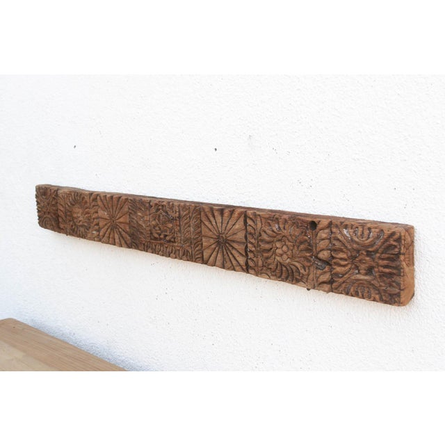 Antique Indian Sunburst & Floral Wall Carving For Sale - Image 4 of 7