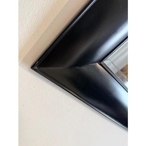 Black Wooden Wall Mirror, 1980s For Sale - Image 4 of 8