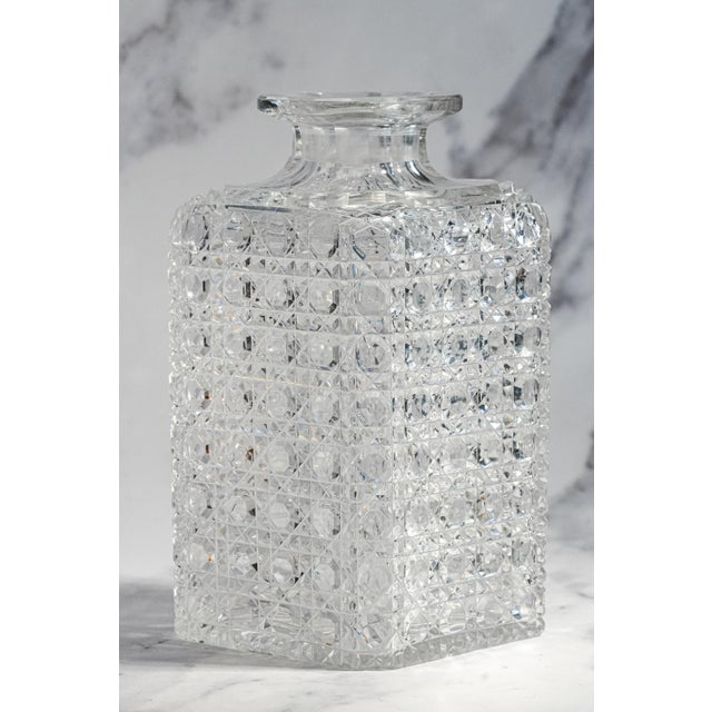 Dazzling Large Heavy Antique Cut Crystal Decanter Faceted Sphere Stopper Starburst Barware Luxury Home Decor For Sale - Image 10 of 14