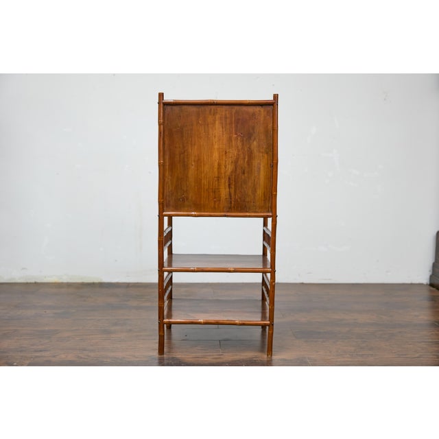 19th Century English Bamboo Cabinet with Parquetry Door and Shelves For Sale - Image 11 of 12