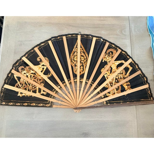 Large Batik Folding Fan For Sale - Image 9 of 13