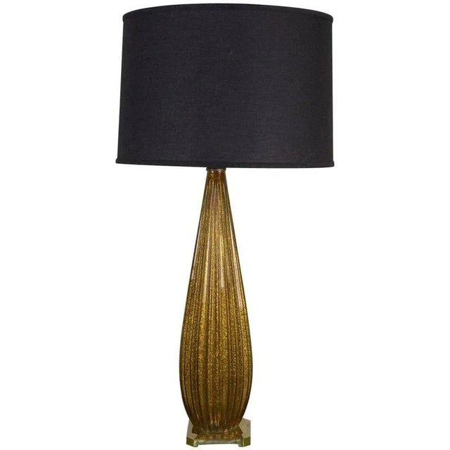 Italian Murano Ribbed Glass Table Lamp With Gold Flecks, 1960s For Sale In New York - Image 6 of 6