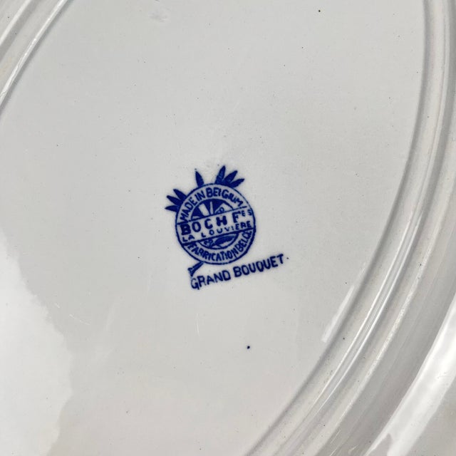 1920s Oval Grand Bouquet Platter from Boch Frères, La Louvière, Belgium, 1920 For Sale - Image 5 of 7