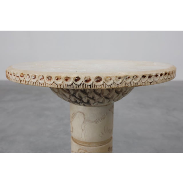 Carved Alabaster Pedestal with Engraved Figures, Italy, 1900s For Sale - Image 3 of 11
