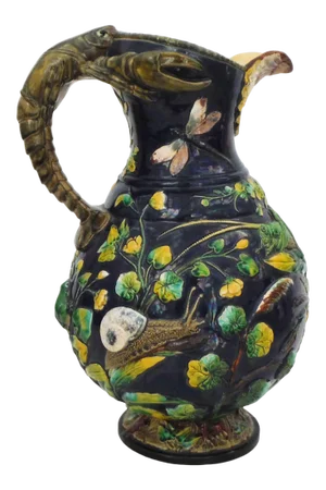 Majolica Pond Life Ewer Wilhelm Schiller & Son, Circa 1885