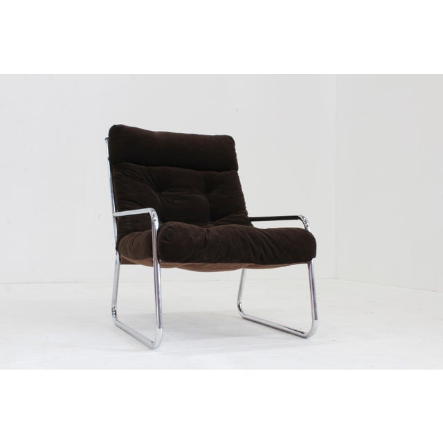 1970s Vintage Space Age Chrome Armchair by Gillis Lundgren, 1970s, Set of 2 For Sale - Image 5 of 11
