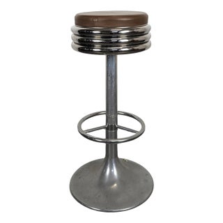 Chrome Bar Stool with Tulip Base, 1970s For Sale