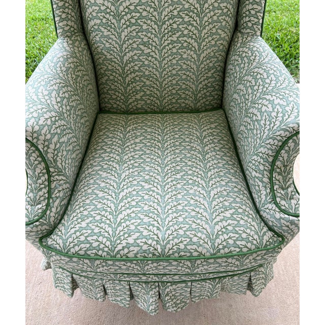 Coastal Custom Upholstered Skirted Wingback Desk Chair For Sale - Image 3 of 12