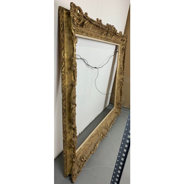 Antique Gold Ornate Rococo Style Hand Carved Wood Frame. For Sale - Image 4 of 8