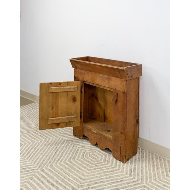 Beige Mid 20th Century Primitive Rustic Planter Box Cabinet Vintage Farmhouse Wood Decor Iron Hinges For Sale - Image 8 of 9