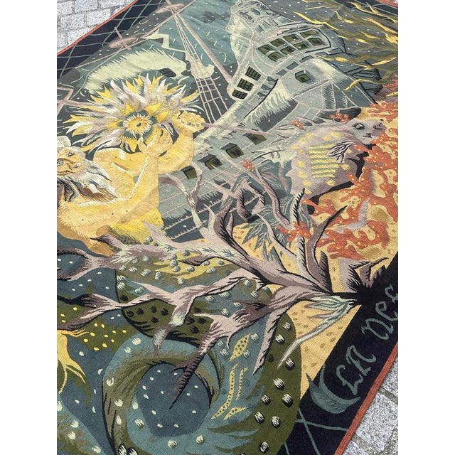 The Sunken Nave Tapestry from Aubusson, 1930s For Sale - Image 11 of 18