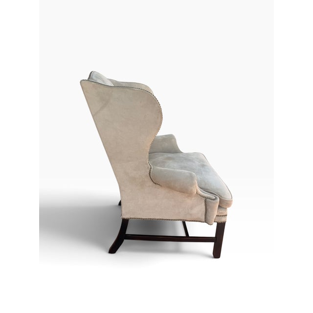 Animal Skin Ralph Lauren Home Devonshire Suede Wingback Chair For Sale - Image 7 of 17