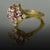 18k Hand fabricated ring by Keith Davis with 4 pinks sapphires weighing 1.81 carats and 9 round diamonds weighing 1.04...
