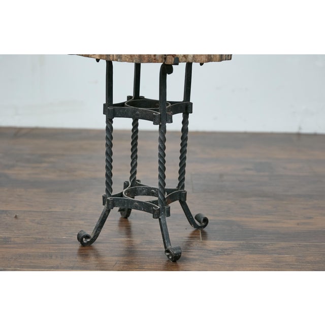 Early 20th Century Turn of the Century French Side Table - Petrified Wood Top and Wrought Iron Base For Sale - Image 10 of 12