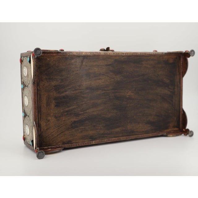 1960s Large Box Decorated With Silver and Turquoise Stones For Sale - Image 17 of 17