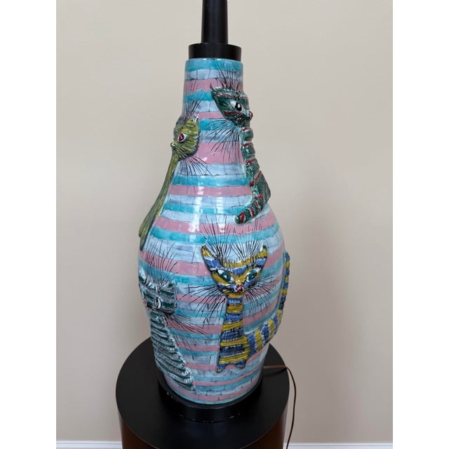 1960s 1960s Italian Large Ceramic Cat Lamp Attributed to San Polo Venice For Sale - Image 5 of 18
