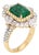 Emerald Diamond Cocktail Ring Vintage 18k Yellow Gold Size 7 Gemstone Jewelry For Sale