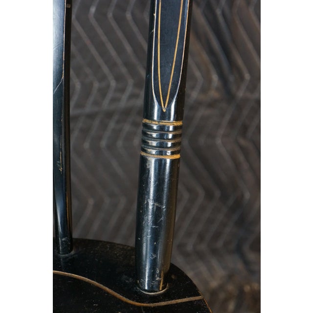 Attributed Vintage S. Bent & Bros Colonial Windsor Thumb Back Black Maple Side Chair For Sale - Image 13 of 14
