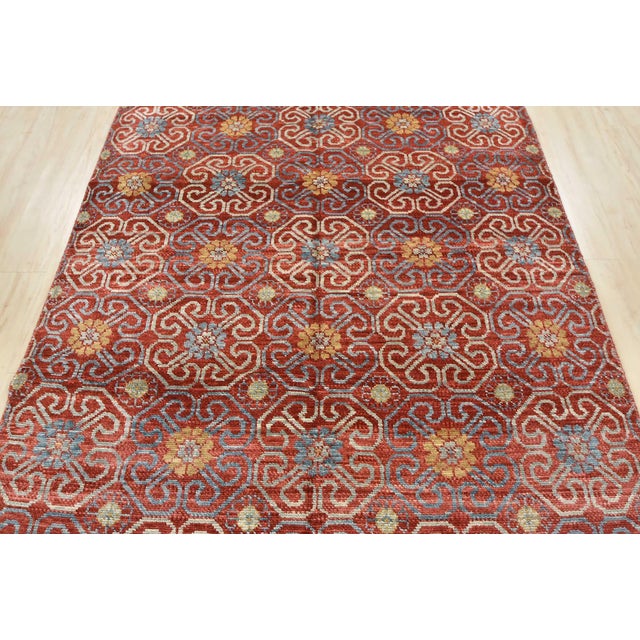 Modern Rug 6' X 8'8'' Red Wool Hand-Knotted Oriental Carpet For Sale - Image 4 of 11