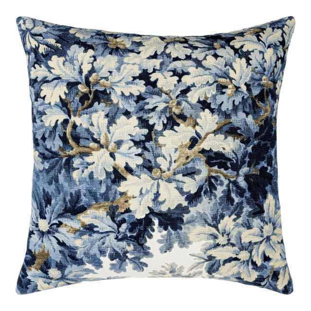 Scalamandre 22" x 22" Bois De Chene Pillow in Ultramarine For Sale