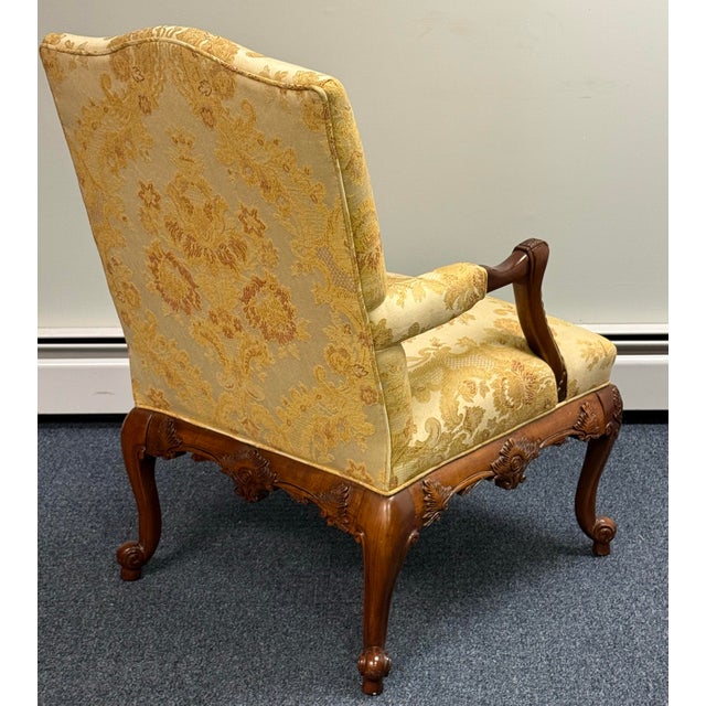 Statesville Chair Company Statesville Chair Company Carved Georgian Upholstered Chair For Sale - Image 4 of 12