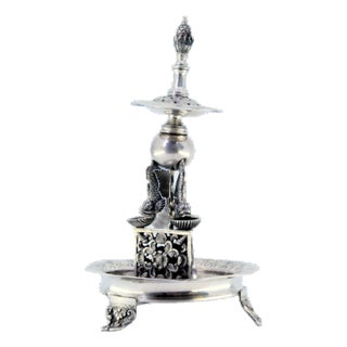 Silver Fountain with Fish Toothpick Holder For Sale