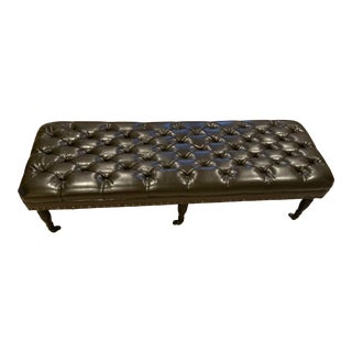 Early 21st Century Tufted Leather Bench For Sale