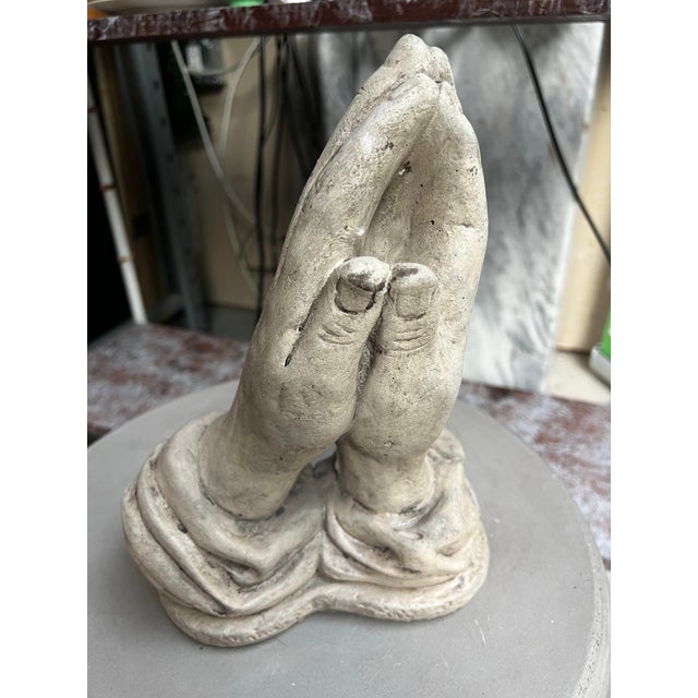 1970s Vintage Concrete Praying Hands Sculpture For Sale - Image 5 of 9