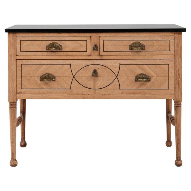 19th Century French Neoclassical Wooden Chest Of Drawers With Marble Top For Sale - Image 15 of 18