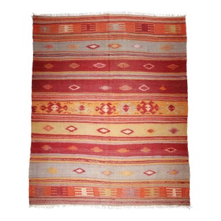 Handwoven Handmade Turkish Kilim-5' 6'' X 6' 11'' For Sale