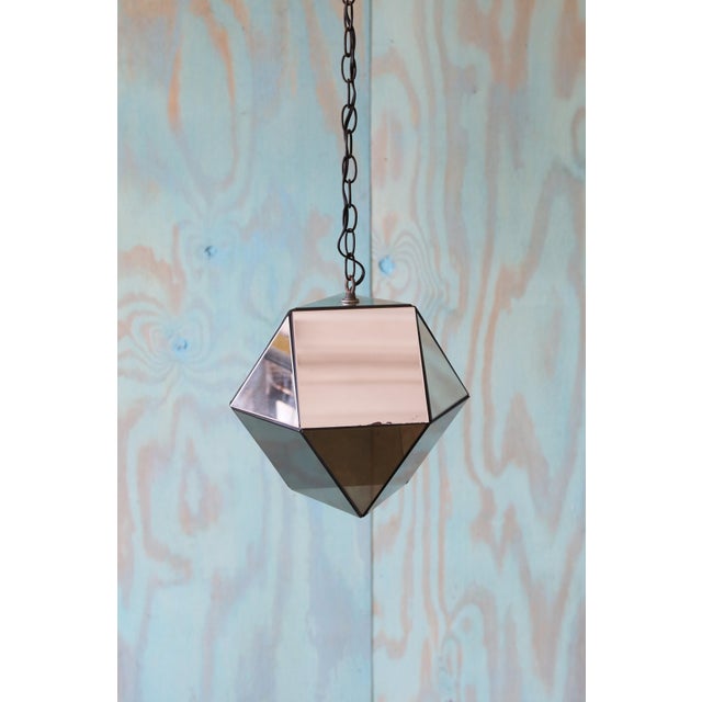 1960s Vintage 1960s Custom Hexagon Mirror Lamp Swag MCM Retro For Sale - Image 5 of 7