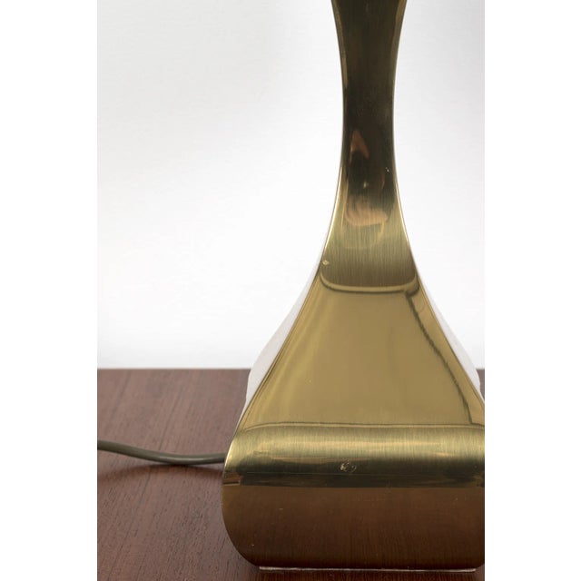 Brass & Velvet Table Lamp For Sale - Image 5 of 6