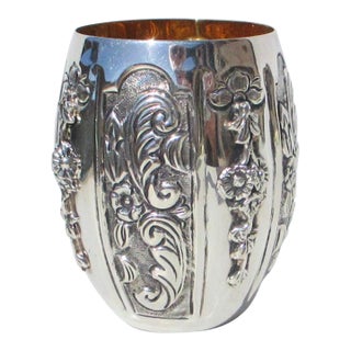 Sterling Silver and Gilt Wash Interior Barrel Beaker Aka "Mint Julep" For Sale