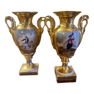 19th Century French Paris Porcelain Campaign Urns